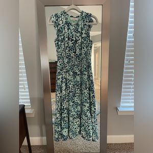 Loft, Small, and navy/pink/white print.